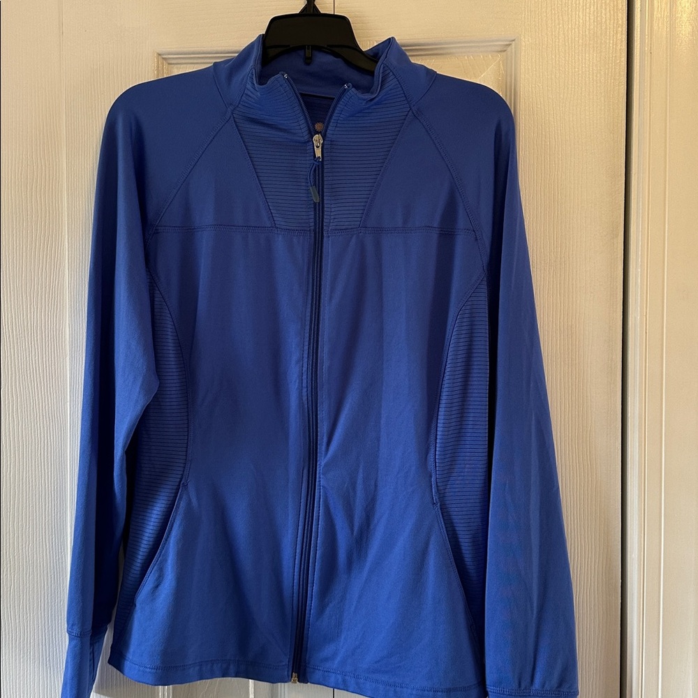 Tangerine Royal Blue Zip Up Top